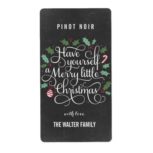 Chalkboard Kleine kerstwijn Fleslabels Etiket (Voorkant)