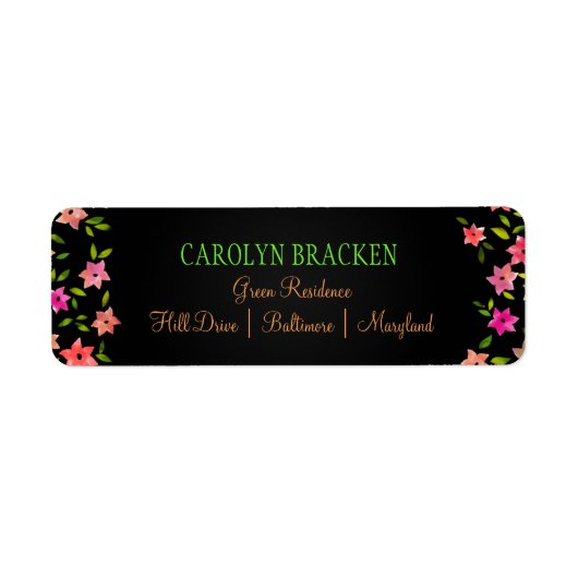 Chalkboard Kleurrijke Bloemkrans Bruiloft Etiket (Voorkant)