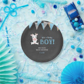 Chalkboard Koe Boy Baby shower Papieren Bordje (Feest)