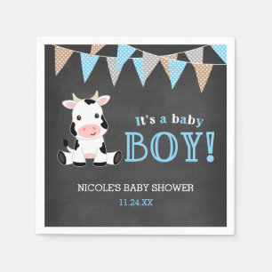 Chalkboard Koe Boy Baby shower Servet