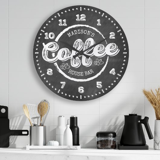 Chalkboard Koffierbalk monogram op maat Grote Klok