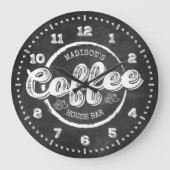 Chalkboard Koffierbalk monogram op maat Grote Klok (Voorkant)