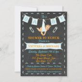 Chalkboard Koppels Luier Baby Douche waslijn Kaart (Voorkant)