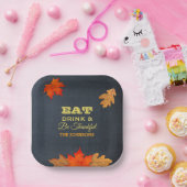Chalkboard laat Drink eten en is dankbaar Papieren Bordje (Feest)