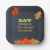 Chalkboard laat Drink eten en is dankbaar Papieren Bordje (Voorkant)