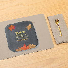 Chalkboard laat Drink eten en is dankbaar Papieren Bordje