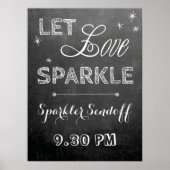 Chalkboard laat poster houden van sparkler bruilof (Voorkant)