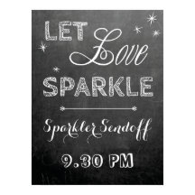 Chalkboard laat poster houden van sparkler bruilof