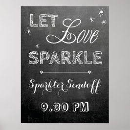 Chalkboard laat poster houden van sparkler bruilof