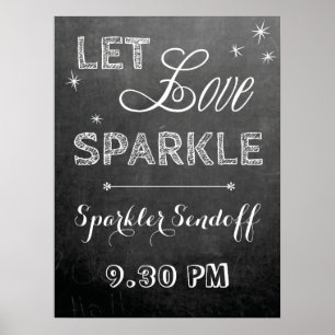 Chalkboard laat poster houden van sparkler bruilof