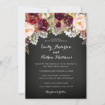 Chalkboard Lace Burgundy Floral Wedding Invite Kaart<br><div class="desc">uitvindingen van het blote huwelijk in de Little Bayleigh Store.</div>