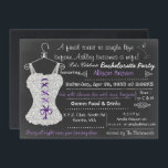 Chalkboard Lace Lingerie Shower Bachelorette Kaart<br><div class="desc">Chalkboard Lace Lingerie Shower Bachelorette Party Invitations in paars thema</div>
