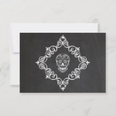 Chalkboard Lace Red & Black Sugar Skull RSVP-kaart RSVP Kaartje (Achterkant)