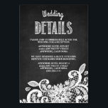 Chalkboard   Lace Wedding Receptie Insert Kaarten<br><div class="desc">Chalkboard   Lace Wedding Reception Insert Kaarten - voeg deze detailkaarten toe om uw gasten te informeren over uw ontvangstlocatie,  de ontvangsttijdlijn en hotelinformatie om de planning te vergemakkelijken. Zie het volledige overeenkomende collectie hieronder.</div>
