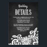 Chalkboard   Lace Wedding Receptie Insert Kaarten<br><div class="desc">Chalkboard   Lace Wedding Reception Insert Kaarten - voeg deze detailkaarten toe om uw gasten te informeren over uw ontvangstlocatie,  de ontvangsttijdlijn en hotelinformatie om de planning te vergemakkelijken. Zie het volledige overeenkomende collectie hieronder.</div>