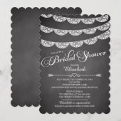 Chalkboard Lace & Wood Bridal Shower Invitation Kaart (Voorkant / Achterkant)