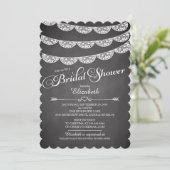 Chalkboard Lace & Wood Bridal Shower Invitation Kaart (Staand voorkant)