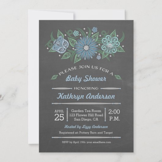 Chalkboard Lacy Mason Baby shower Het is een jonge Kaart (Achterkant)