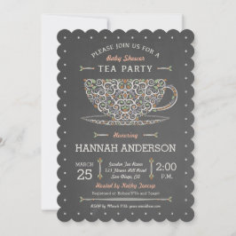Chalkboard Lacy Teacup Baby shower Uitnodiging