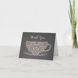 Chalkboard Lacy Teacup Tea Bedankt Opmerking Kaart