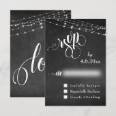 Chalkboard, lampjes, kalligrafie RSVP Kaartje (Voorkant / Achterkant)
