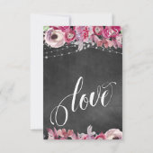 Chalkboard, lampjes, kalligrafiroze bloemen RSVP (Achterkant)