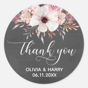 Chalkboard land bloemenbruiloft gunst Stickers