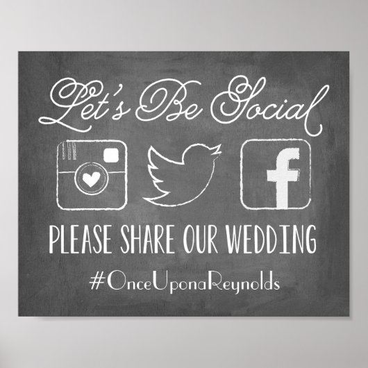 Chalkboard Laten we sociaal zijn | Twitter-hashtag Poster (Voorkant)