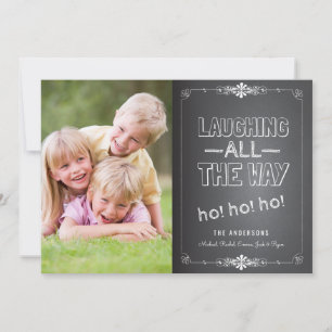 Chalkboard Laughter Ho Ho Holiday Photo Card Feestdagenkaart