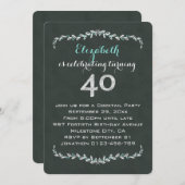  Chalkboard Laurel 40th Birthday Party Kaart (Voorkant / Achterkant)