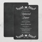 Chalkboard Laurel Leaf Rehearsal Dinner Invitation Kaart (Voorkant / Achterkant)