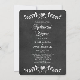 Chalkboard Laurel Leaf Rehearsal Dinner Invitation Kaart