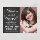 Chalkboard Laurel Leaf Save the Date Afstuderen Aankondigingskaart (Voorkant)