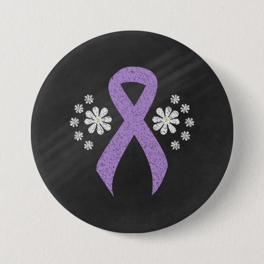 Chalkboard Lavender Awareness Ribbon Ronde Button 7,6 Cm (Voorkant)