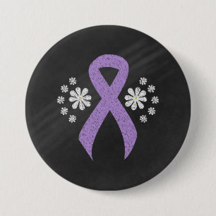 Chalkboard Lavender Awareness Ribbon Ronde Button 7,6 Cm