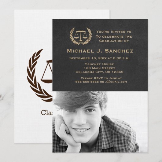 Chalkboard Law School Afstuderen Kaart (Voorkant / Achterkant)