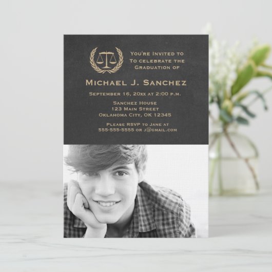 Chalkboard Law School Afstuderen Kaart (Staand voorkant)