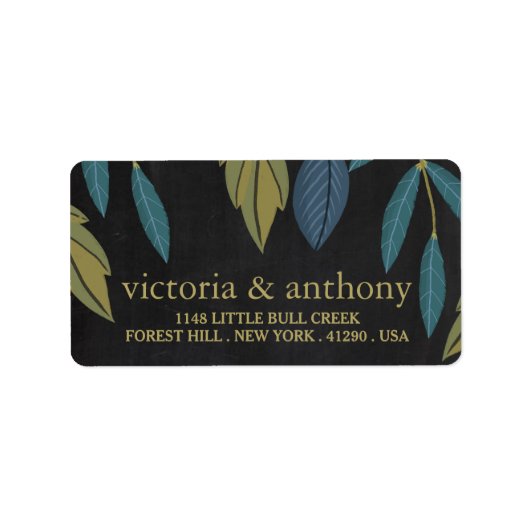 Chalkboard Leaf Bruiloft Etiket (Voorkant)