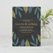 Chalkboard Leaf Bruiloft Kaart (Staand voorkant)