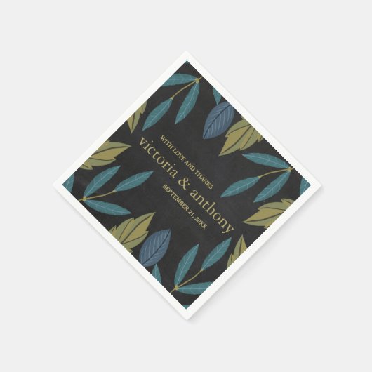 Chalkboard Leaf Bruiloft Servet (Hoek)