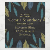 Chalkboard Leaf Bruiloft Wijn Etiket (Enkel label)