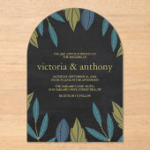 Chalkboard Leaf Wedding Acryl Uitnodigingen (Voorkant)