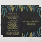Chalkboard Leaf Wedding Bi-Fold Programma (Voorkant / Achterkant)