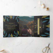 Chalkboard Leaf Wedding Suite Drieluik Uitnodiging (Binnen)