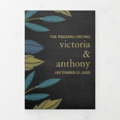 Chalkboard Leaf Wedding Suite Drieluik Uitnodiging (Cover)