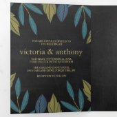 Chalkboard Leaf Wedding Suite Drieluik Uitnodiging (Binnenzijde eerst)