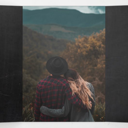 Chalkboard Leaf Wedding Suite Drieluik Uitnodiging (Binnenkant midden)