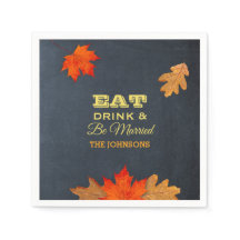 Chalkboard Leaves Eet Drink en ga trouwen