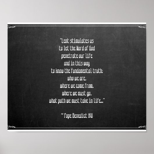 Chalkboard Lent Betekenis paus Benedictus XVI Pase Poster (Voorkant)