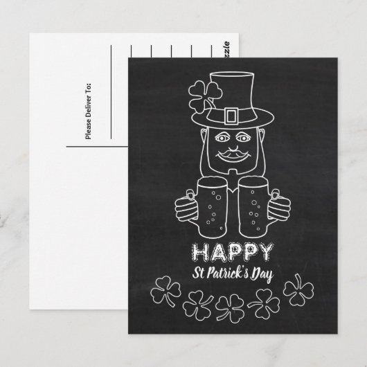 Chalkboard Leprechaun, St Patrick's Day Briefkaart (Voorkant / Achterkant)